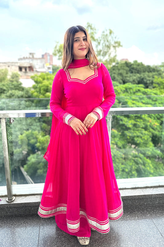 Gulnaar Pink Anarkali Set – Gota Patti Festive Edition