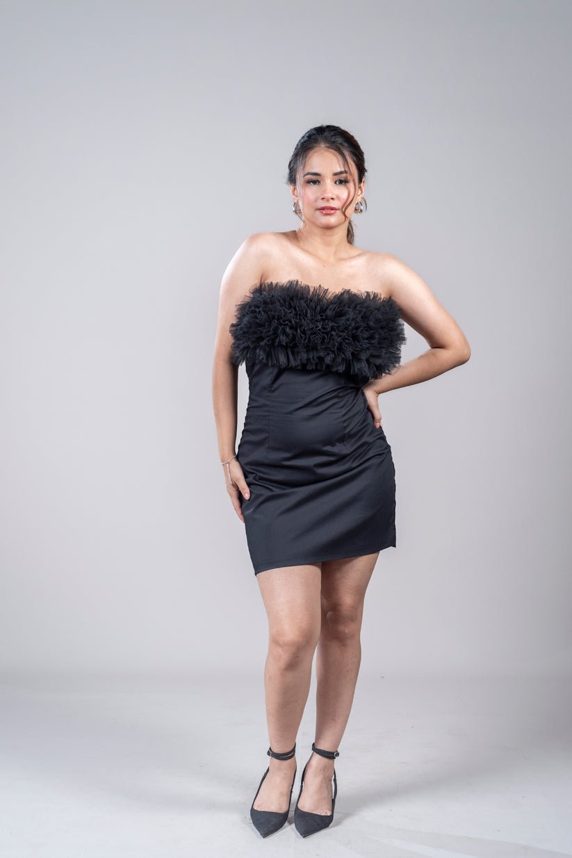 Black Ruffle Mini Dress - Vibes and Petals