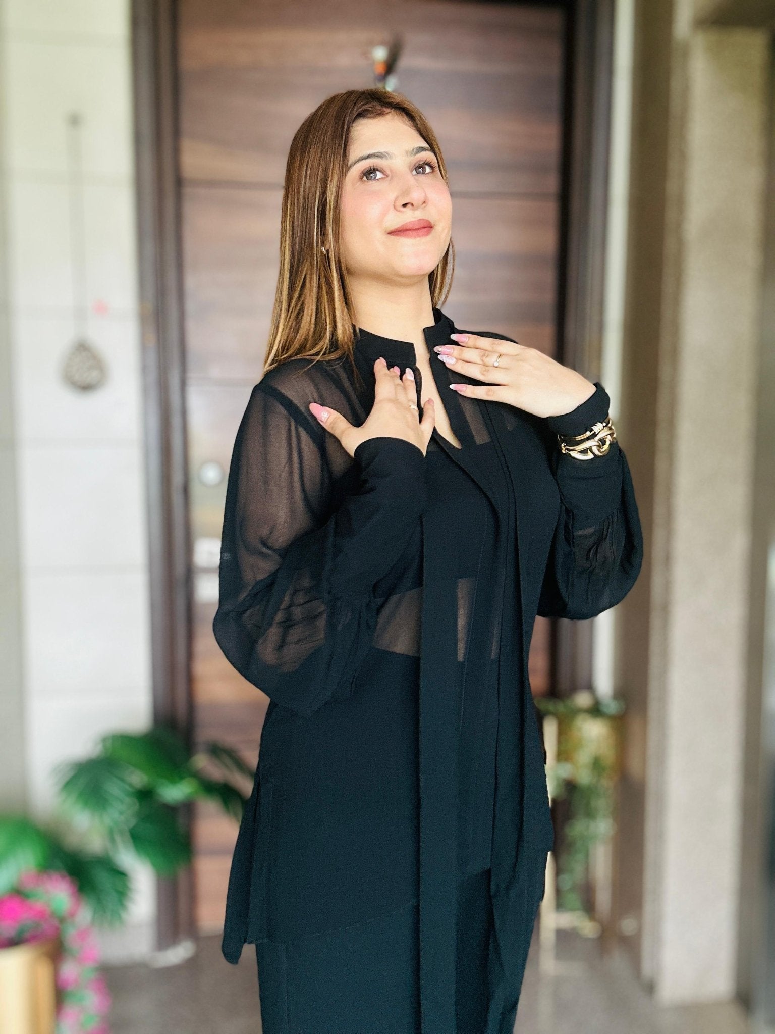 Midnight Sheer Black 3 - Piece Co - ord Set - Vibes and Petals