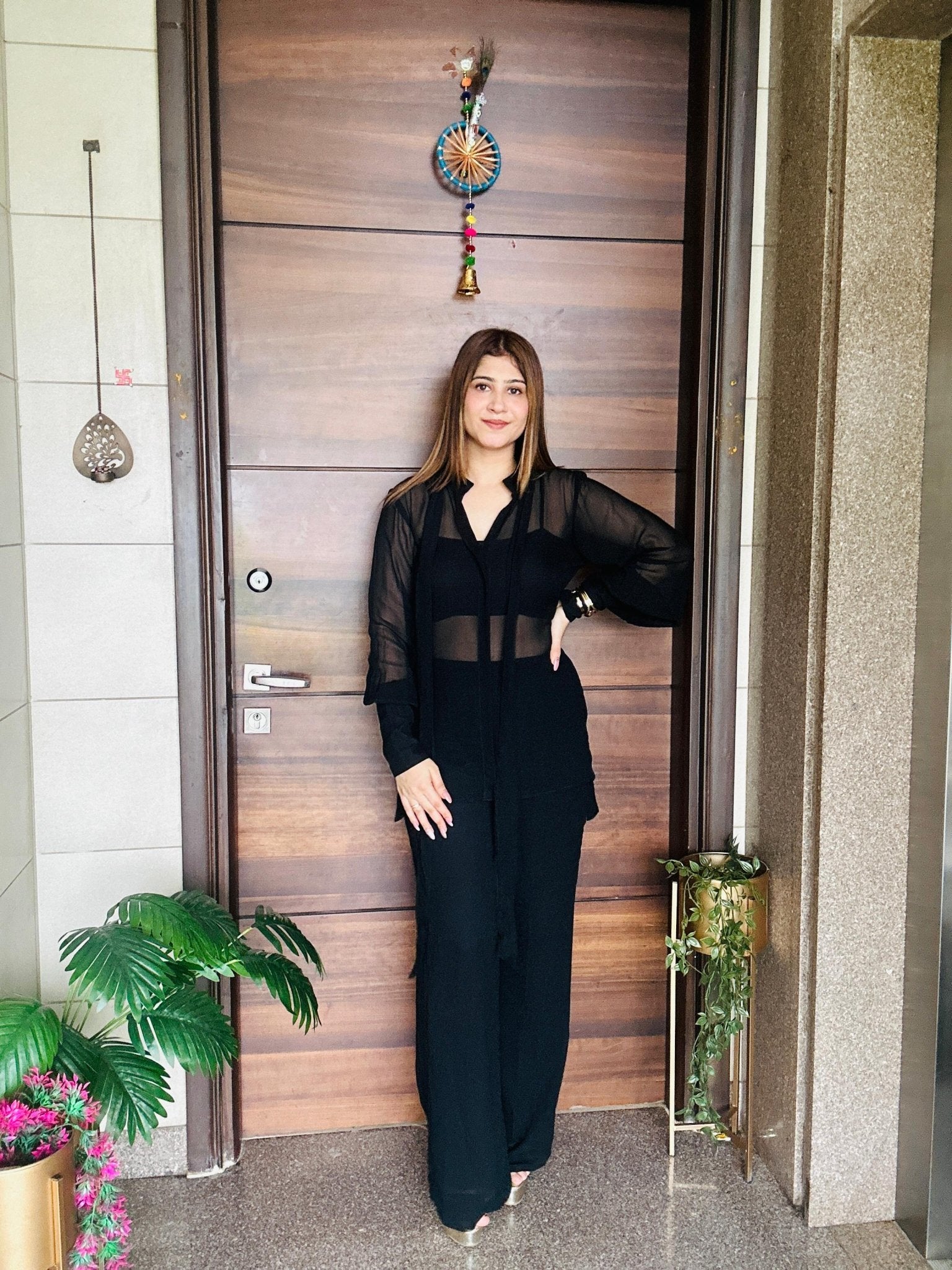 Midnight Sheer Black 3 - Piece Co - ord Set - Vibes and Petals