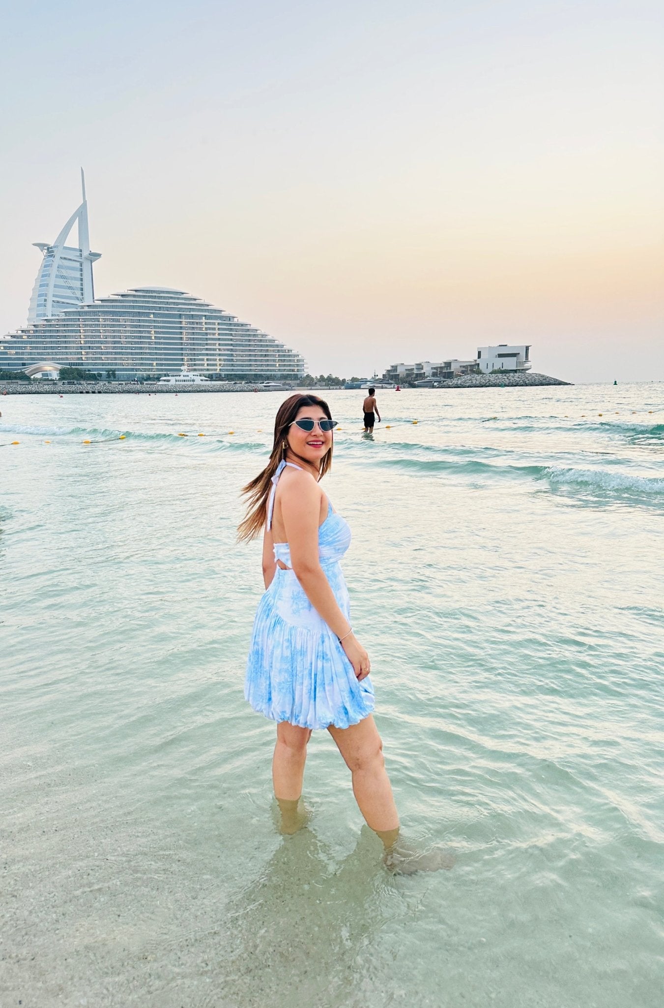 Pastel Blue Halter Neck Co - ord Set – Crop Top & Skirt Beachwear Outfit - Vibes and Petals