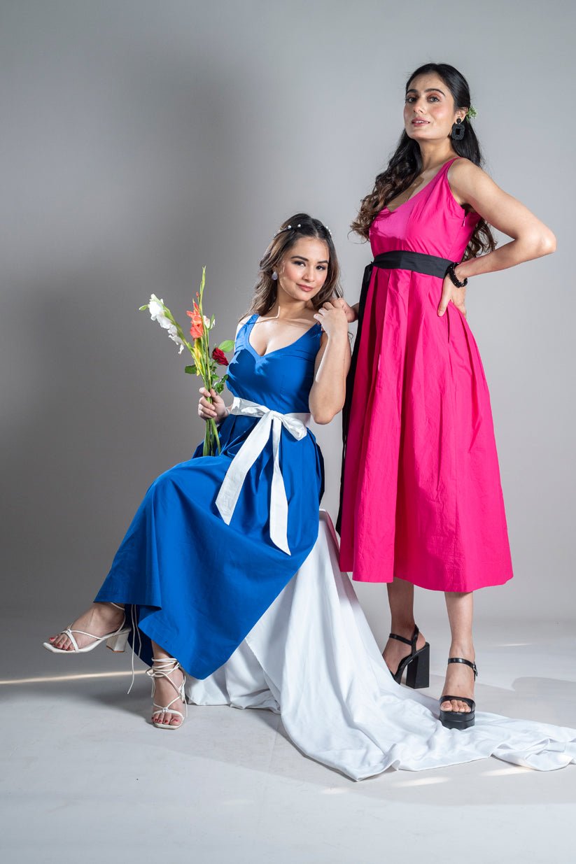 Pink Breeze Midi With Black Belt - Vibes and Petals