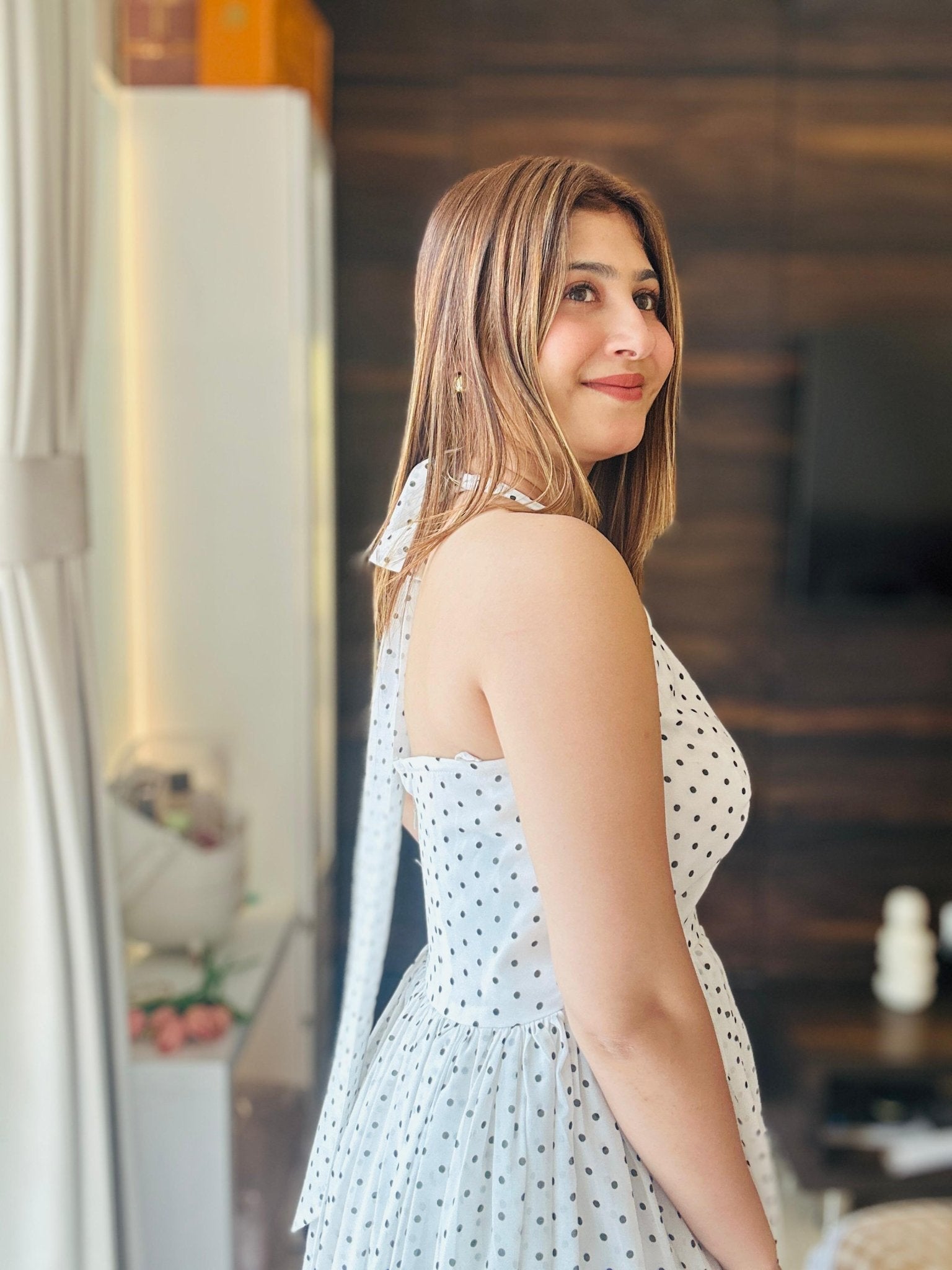 Polka Dot Halter Neck Midi Dress - Vibes and Petals