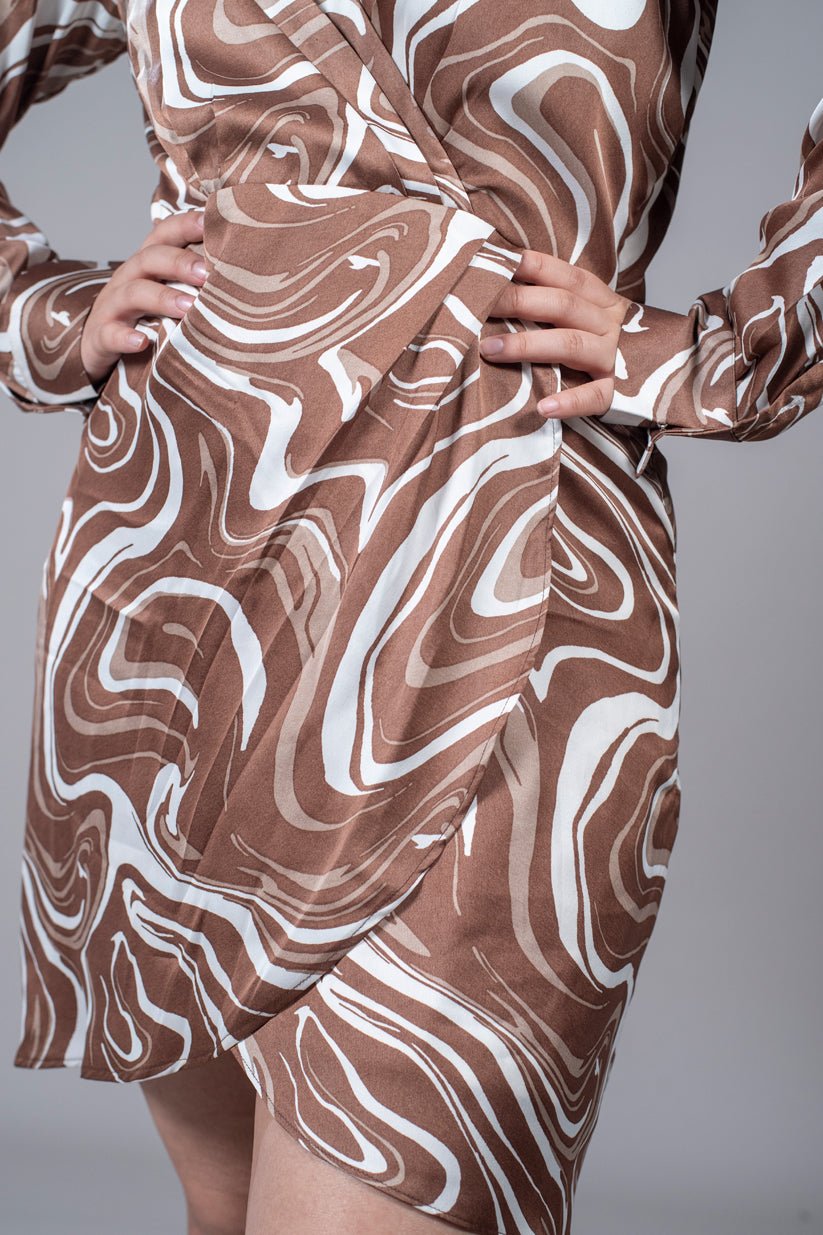 Printed A Line Overlap Dress - Vibes and Petals