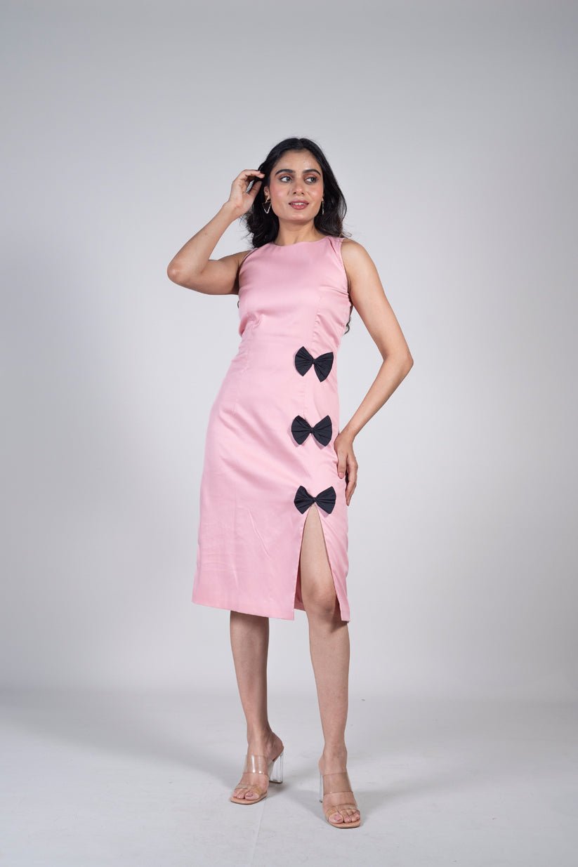 Rosy Hue Bow Dress - Vibes and Petals