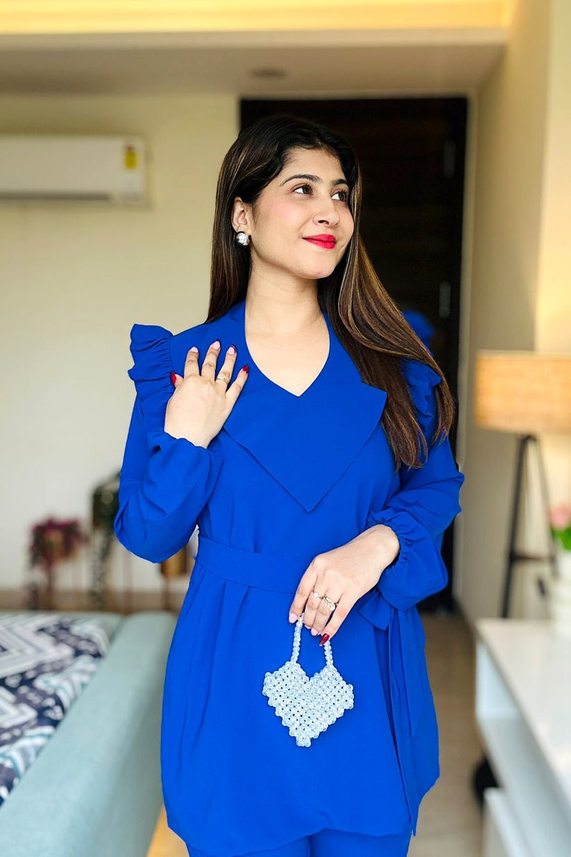 Royal Ruffle Co - Ord Set – Sapphire Blue Elegance - Vibes and Petals