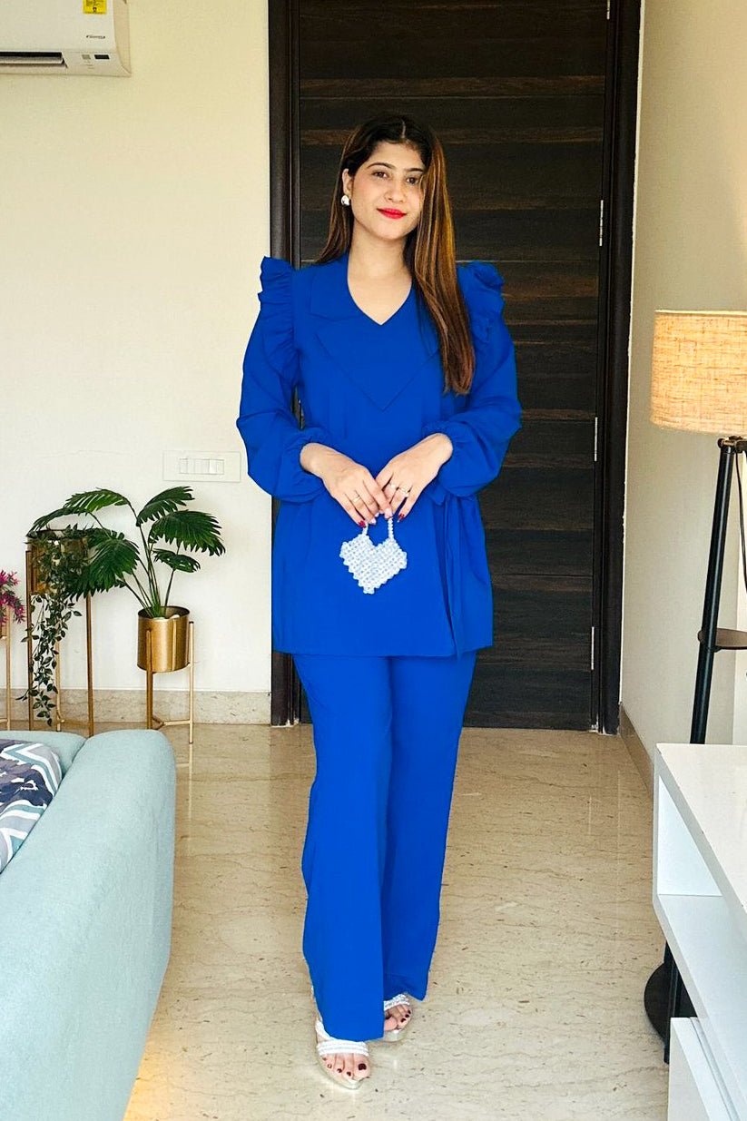 Royal Ruffle Co - Ord Set – Sapphire Blue Elegance - Vibes and Petals