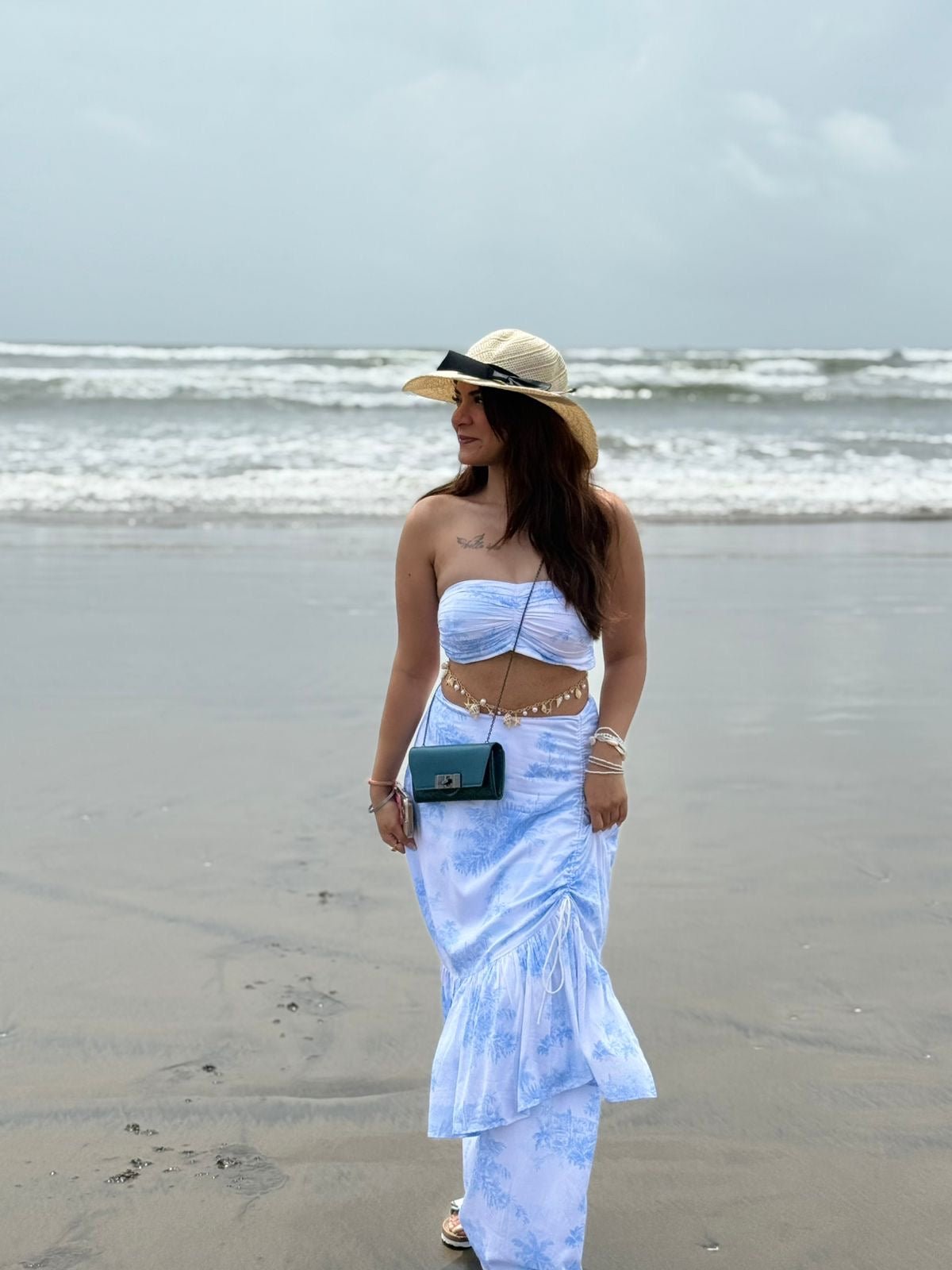 Sky Blue Tie - Dye Co - ord Set for Women | Beachwear & Resort Outfit - Vibes and Petals