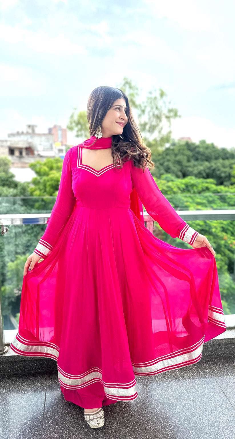 Gulnaar Pink Anarkali Set – Gota Patti Festive Edition