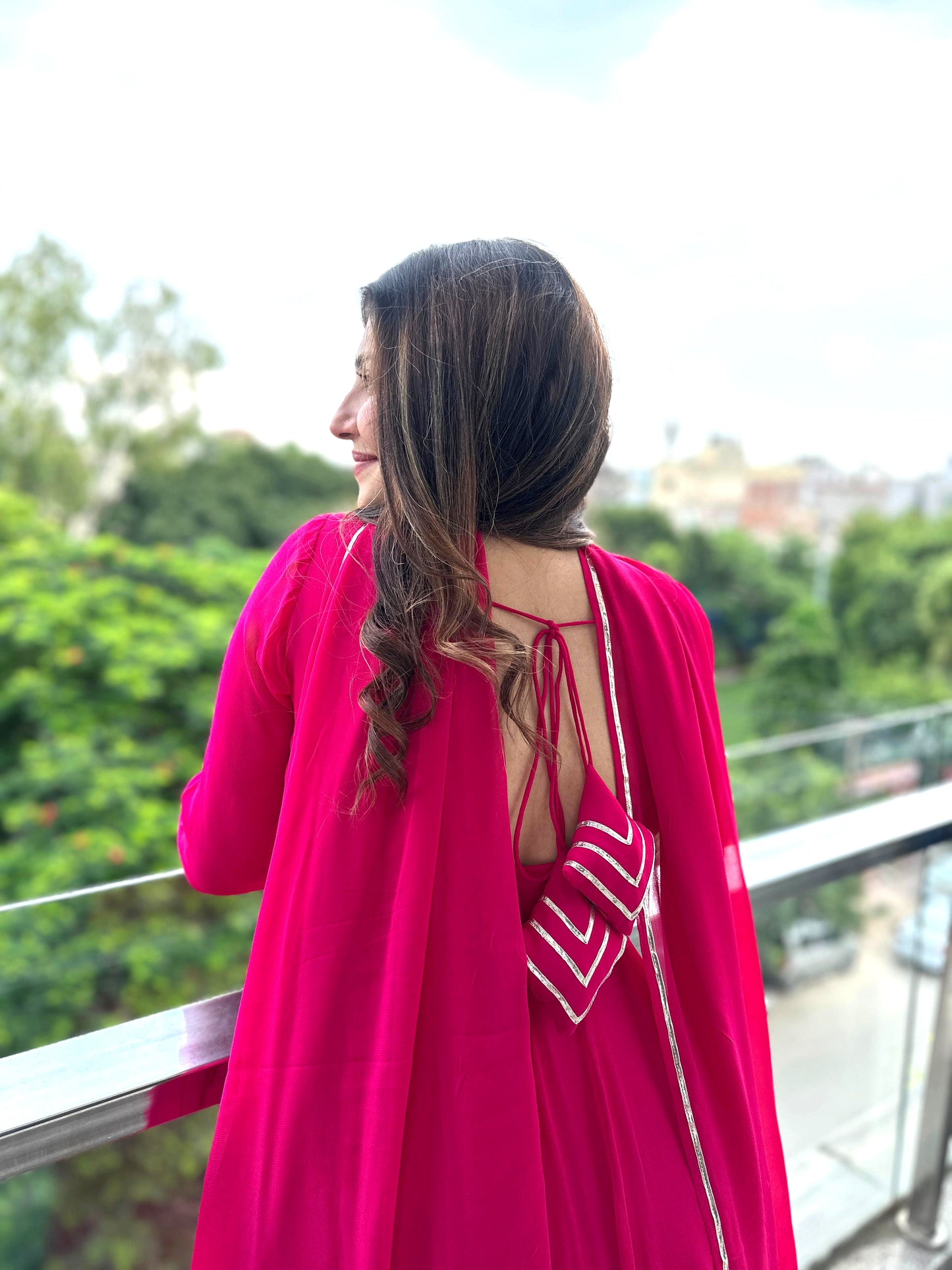 Gulnaar Pink Anarkali Set – Gota Patti Festive Edition
