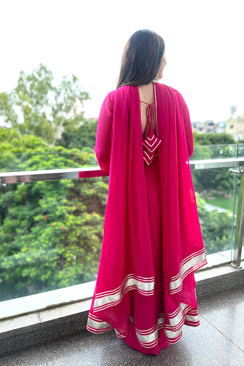Gulnaar Pink Anarkali Set – Gota Patti Festive Edition