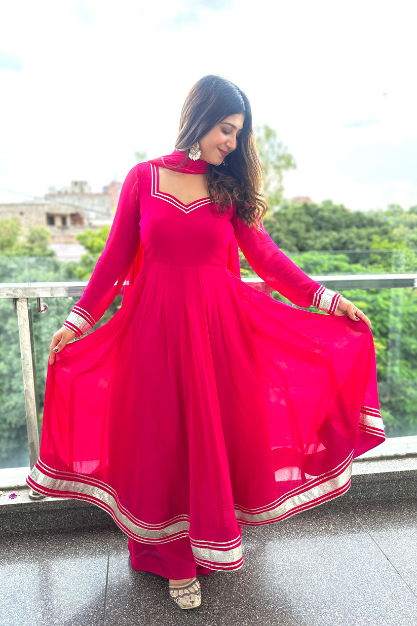 Gulnaar Pink Anarkali Set – Gota Patti Festive Edition