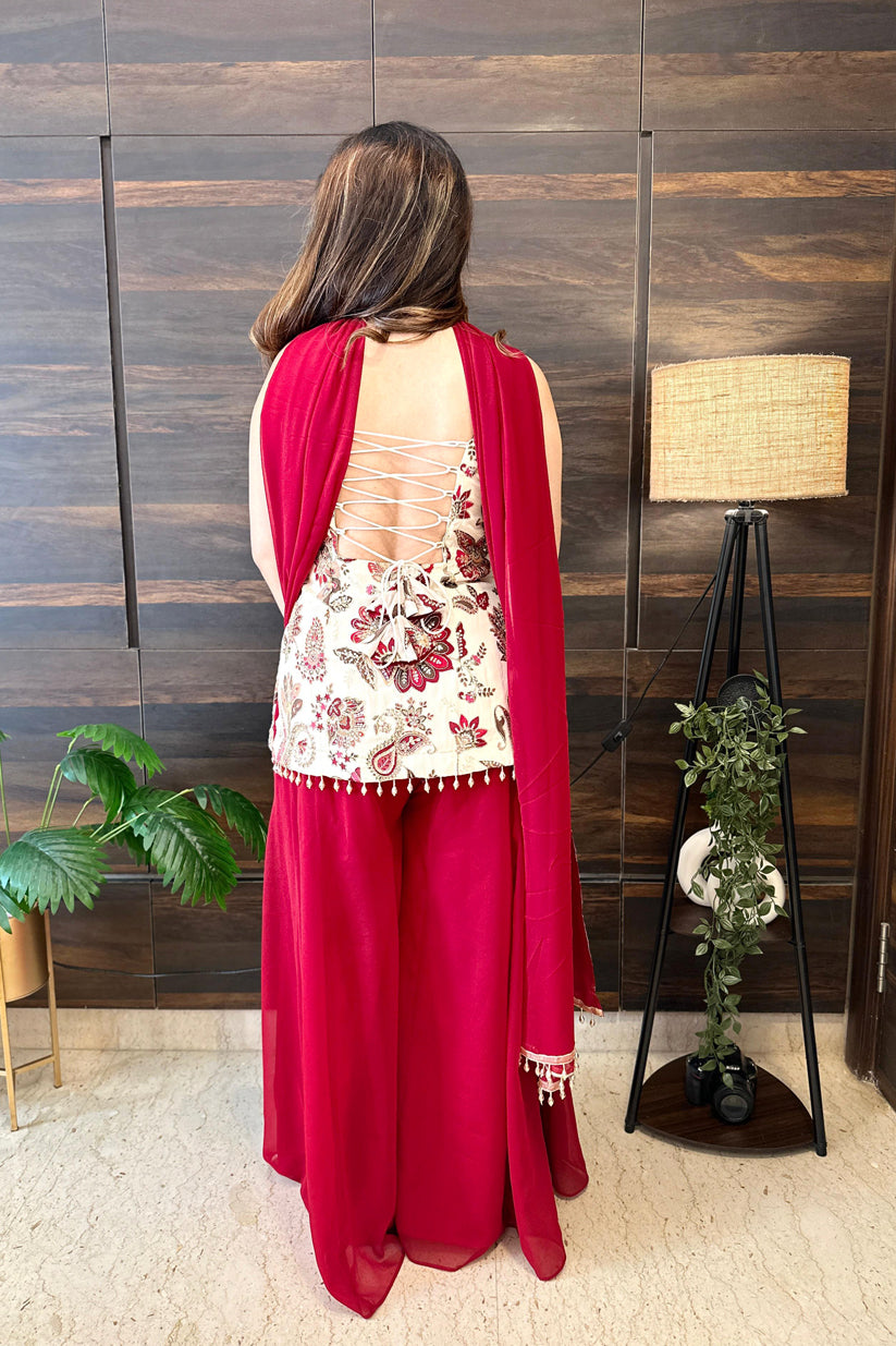 Red Bloom Silk Kurta Set – Rakhi Special