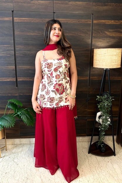 Red Bloom Silk Kurta Set – Rakhi Special