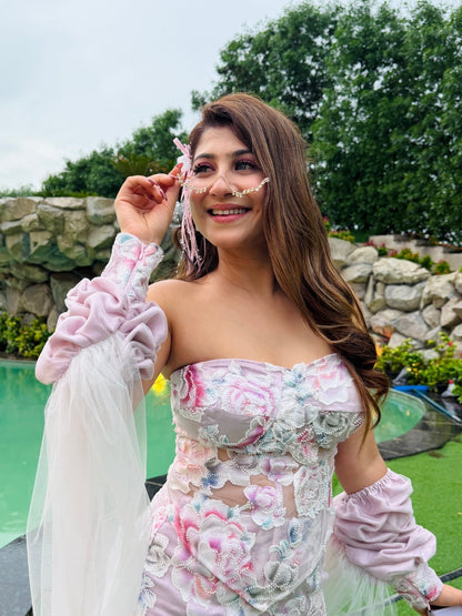 Barbie Corset Top & Skirt Set with Hand Cuff Cape | Carnival Pool Party Outfit - Vibes and Petals