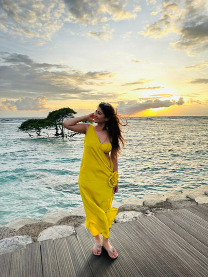 Bikini & 3D Floral One - Shoulder Maxi Cover - up - Vibes and Petals