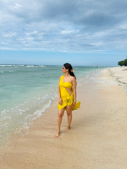 Bikini & 3D Floral One - Shoulder Maxi Cover - up - Vibes and Petals