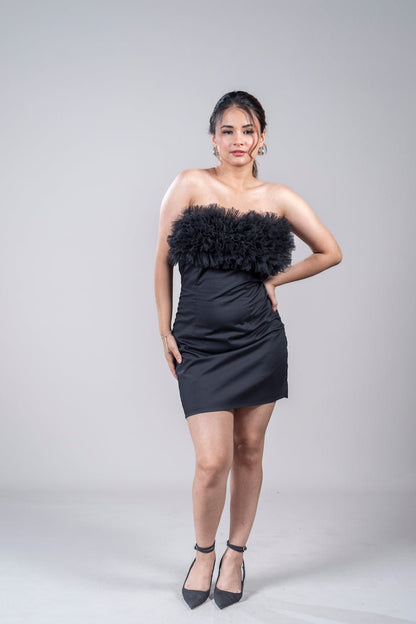 Black Ruffle Mini Dress - Vibes and Petals