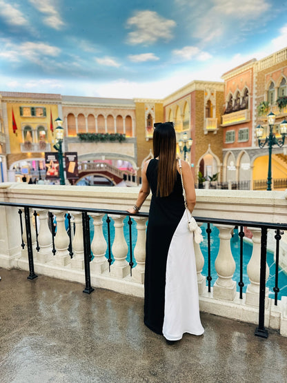 Black & White Panel Maxi Dress - Vibes and Petals