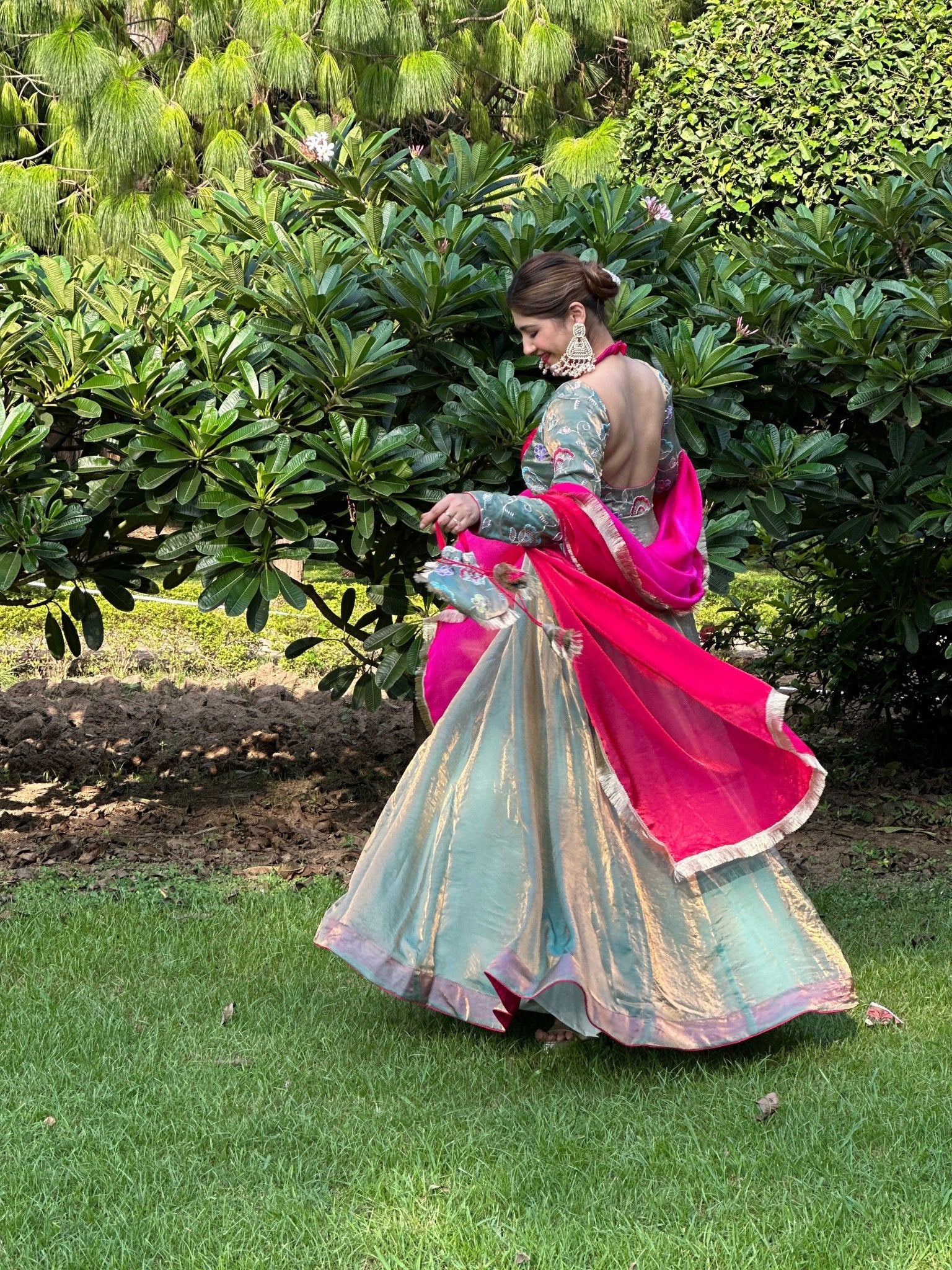 Magenta & Teal Silk Embroidered Anarkali Suit Set with Dupatta | Festive Ethnic Wear for Women - Vibes and Petals
