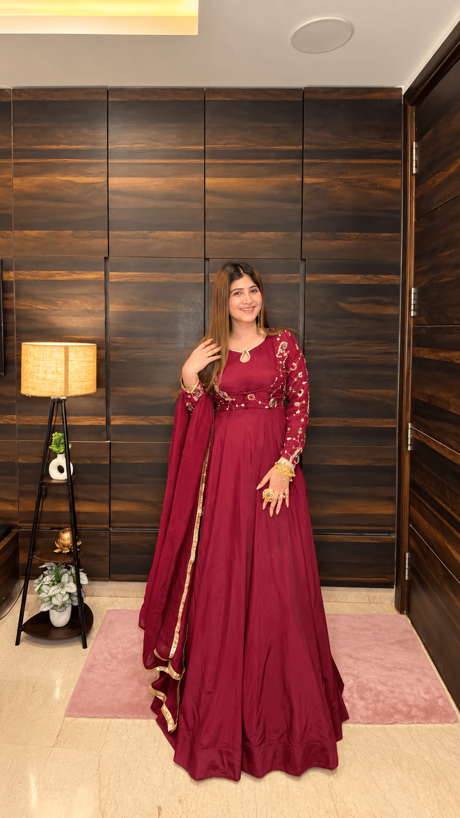 Maroon Kundan Anarkali Suit - Vibes and Petals