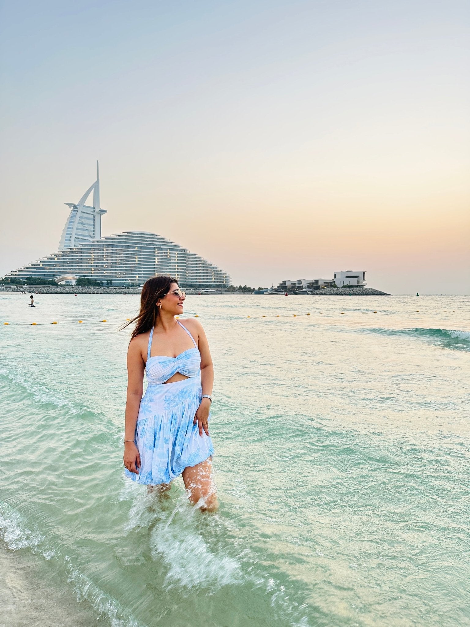 Pastel Blue Halter Neck Co - ord Set – Crop Top & Skirt Beachwear Outfit - Vibes and Petals