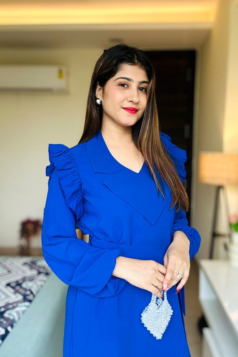 Royal Ruffle Co - Ord Set – Sapphire Blue Elegance - Vibes and Petals