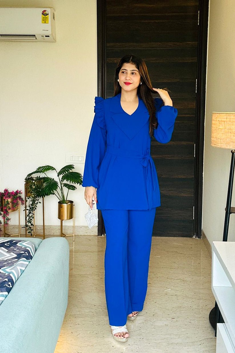 Royal Ruffle Co - Ord Set – Sapphire Blue Elegance - Vibes and Petals