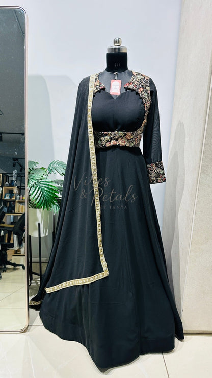 Rust Flared Anarkali with Embroidered Yoke - More New Color Options Available Now - Vibes and Petals