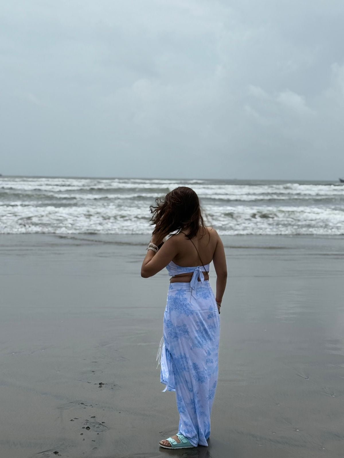Sky Blue Tie - Dye Co - ord Set for Women | Beachwear & Resort Outfit - Vibes and Petals