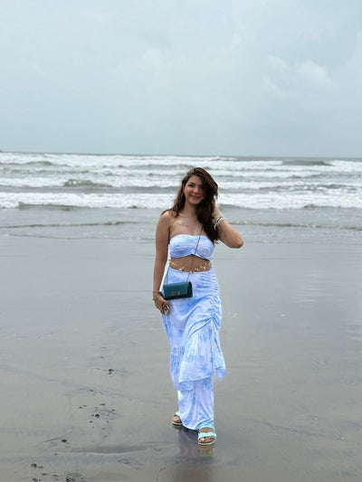 Sky Blue Tie-Dye Co-ord Set for Women | Beachwear & Resort Outfit