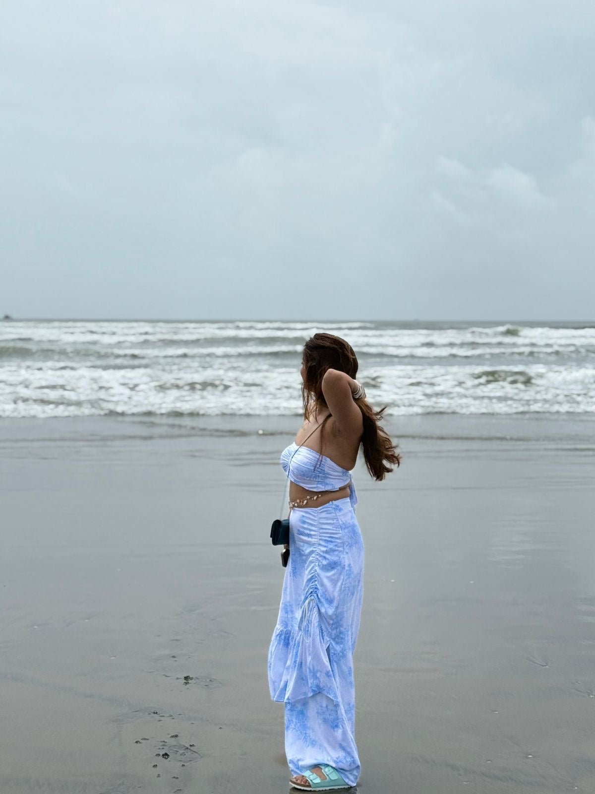 Sky Blue Tie - Dye Co - ord Set for Women | Beachwear & Resort Outfit - Vibes and Petals