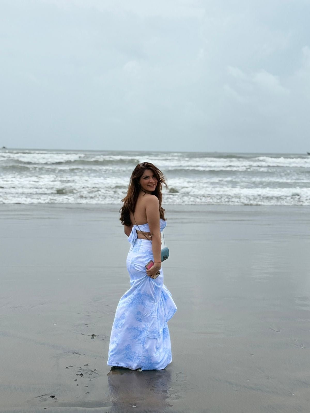 Sky Blue Tie - Dye Co - ord Set for Women | Beachwear & Resort Outfit - Vibes and Petals