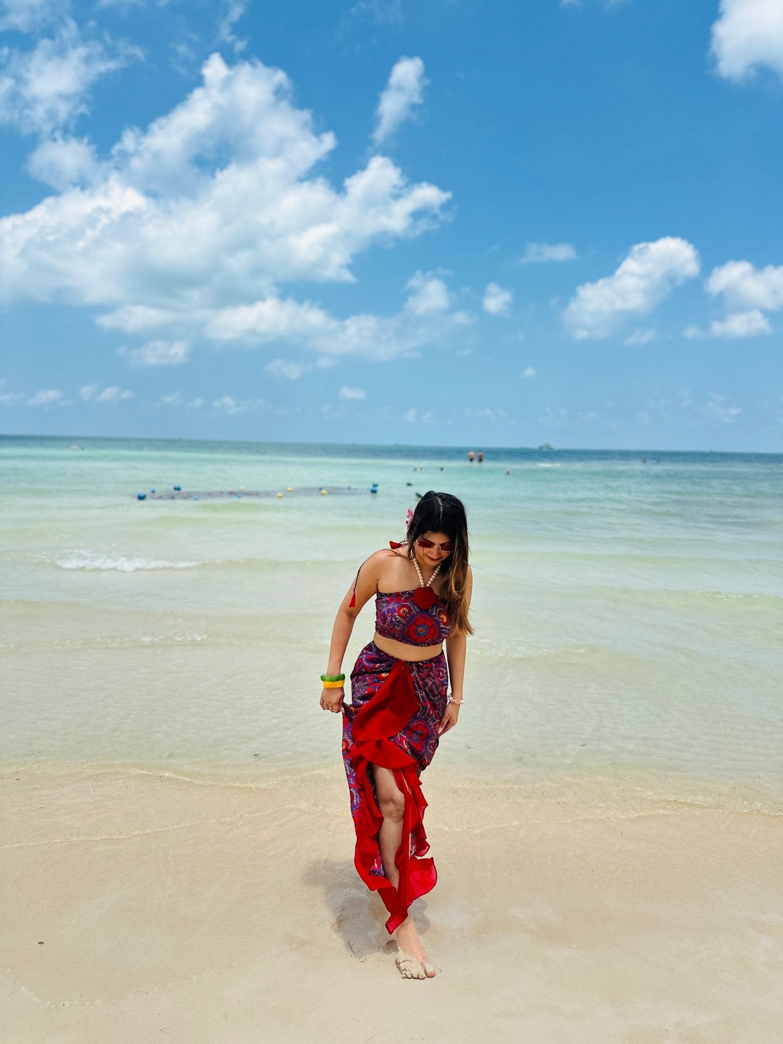 The "Island Muse" Two - Piece Ruffle Sarong Set – Sunset Mandala - Vibes and Petals