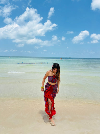The "Island Muse" Two - Piece Ruffle Sarong Set – Sunset Mandala - Vibes and Petals