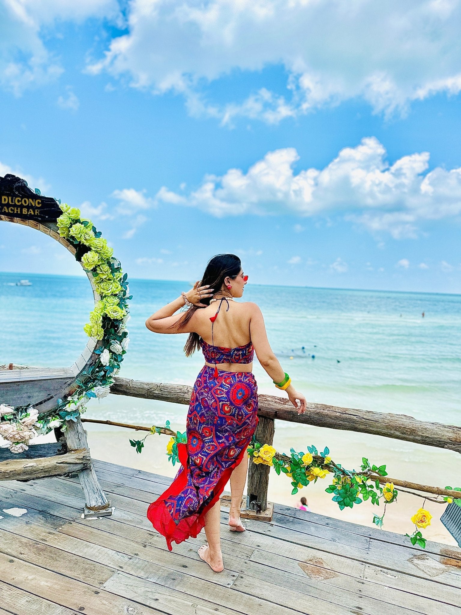 The "Island Muse" Two - Piece Ruffle Sarong Set – Sunset Mandala - Vibes and Petals